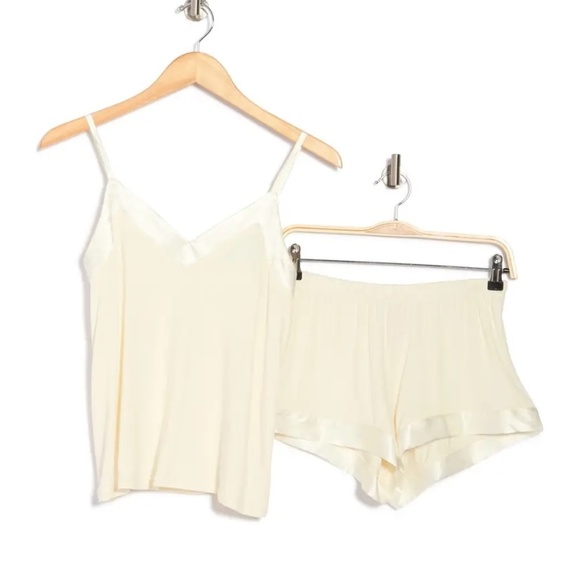 New Cozy Rozy Satin Trim Tank & Shorts Pajamas Set - Picture 3 of 16